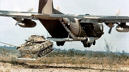 C-130 airdrops an M551 light tank