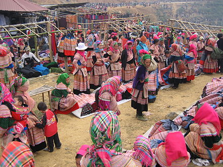 Hmong people at the Can Cau market, Si Ma Cai, Vietnam