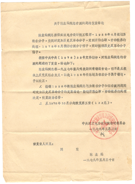 File:China Cultural Revolution Anti-Rightist Campaign Rehabilitate file 3.png