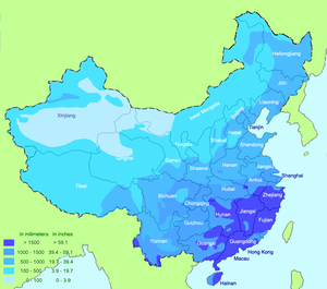 The average annual precipitation in Mainland China China average annual precipitation (en).png