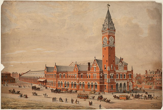 Boston & Providence depot, Boston, 19th century, designed by Peabody & Stearns