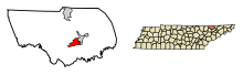 Claiborne County Tennessee Incorporated and Unincorporated areas New Tazewell Highlighted 4753140.svg