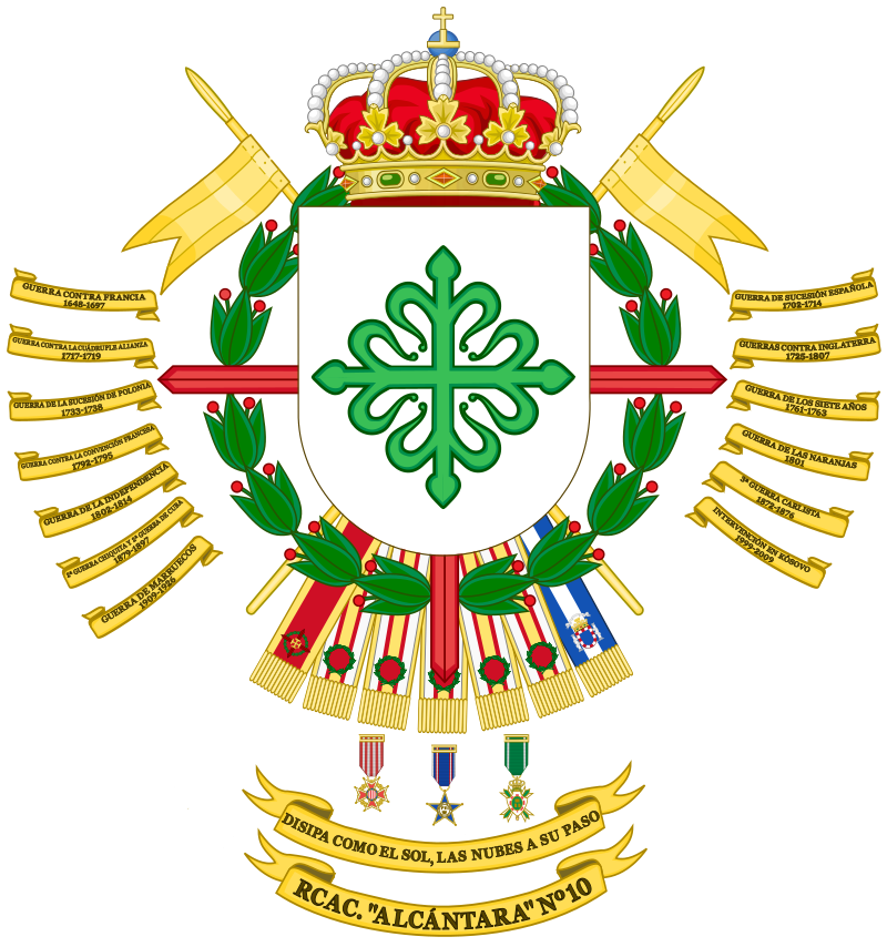 Coat of Arms of the 10th Armored Cavalry Regiment Alcántara.svg