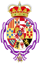 Vương huy của María Isabel của Tây Ban Nha với tư cách là Nữ Thân vương xứ Asturias.