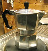 A moka coffee pot