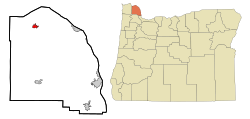 Elhelyezkedése Columbia megyében és Oregonban