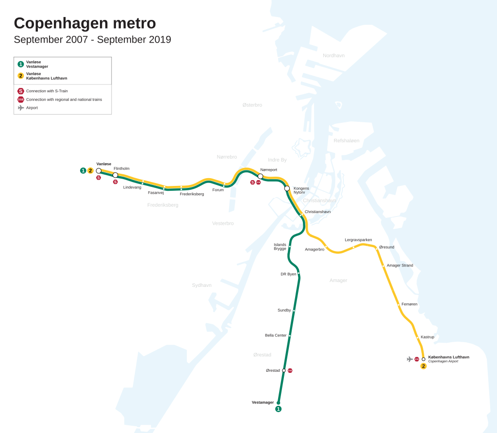 Карта метро копенгагена