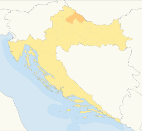 Harta cantonului Koprivnica-Križevci în cadrul Croației