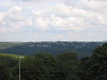 Blick von Westen auf das Zentrum von Cronenberg (von Solingen-Gräfrath aus)