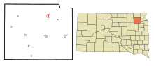 Day County South Dakota Beépített és be nem épített területek Roslyn Highlighted.svg