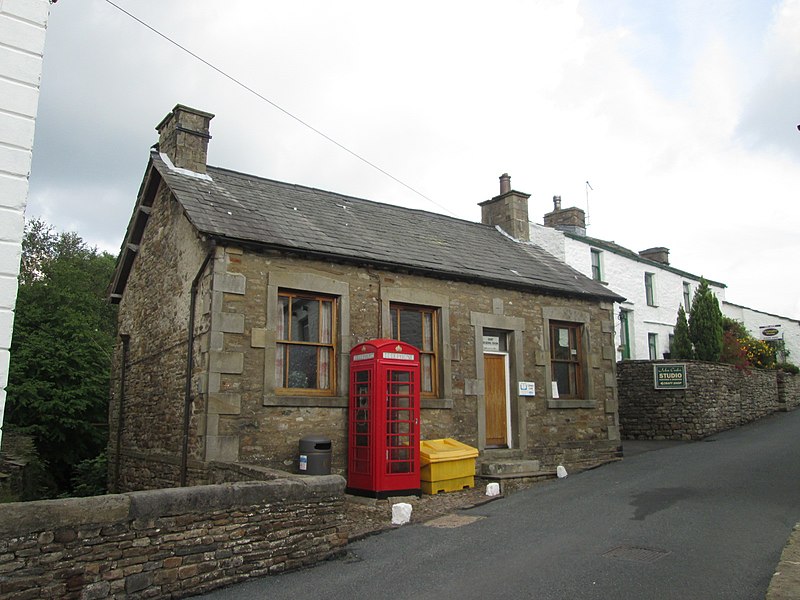 Dent Reading Room with phone box in a rural street