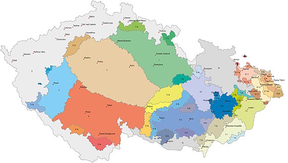 Dialects of Czech, Moravian, Lach, and Cieszyn Silesian spoken in the Czech Republic. The border areas, where German was formerly spoken, are now mixed.