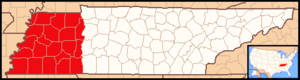 Kort over Memphis bispedømme