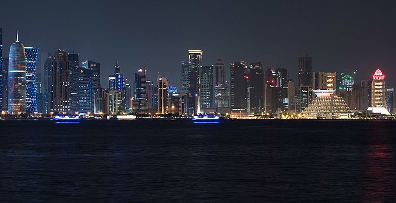 File:Doha West Bay skyline by night (cropped).jpg