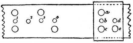 Wheatstone slip with a dot, space and a dash punched, and perforator punch plate