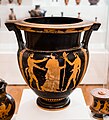 Early classical Attic red figure column krater - ARV extra - Dionysos and satyrs at vintage - maenad between satyrs - Athens NAM 15112 - 11