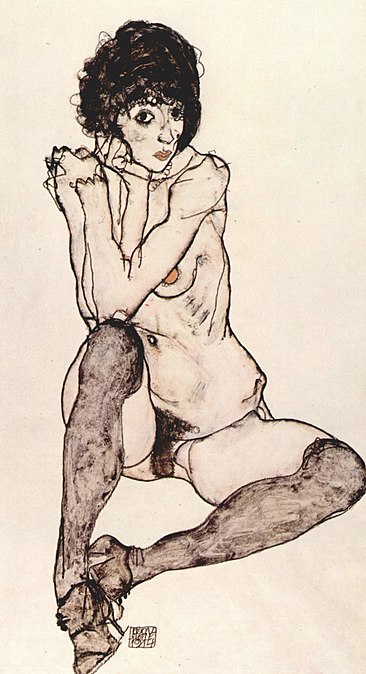 Seated female nude with elbows propped, 1914
