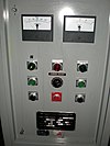 Detail of electrical panel on the front of an electrolyser