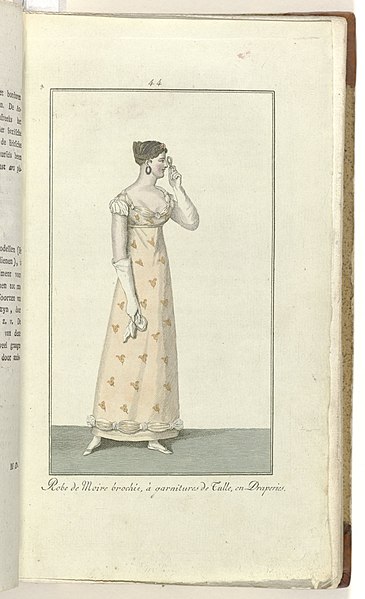 File:Elegantia, of tijdschrift van mode, luxe en smaak voor dames, Mei 1808, No. 44 Robe de Moire brochée,.., BI-1894-3732B-13.jpg
