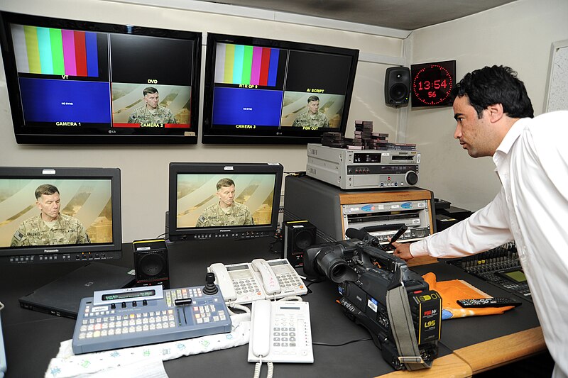 File:Farid Ullah checks system settings in BBC studios in Kabul, prior to an interview of Lt. Gen. William B. Caldwell, IV.jpg