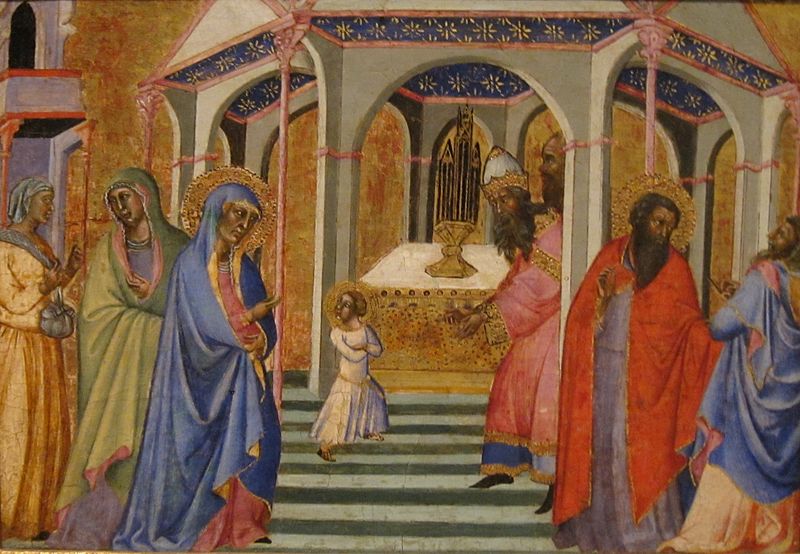 File:Fredi, Bartolo di - 'Presentation of Mary in the Temple, ca. 1360, Tempra & Gilding on wood, 29 x 43 cm.jpg