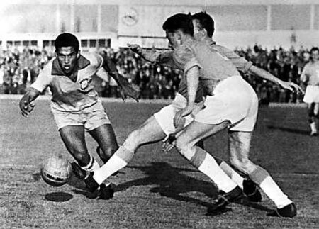 Garrincha (left), Brazilian winger and 1962 World Cup star, is regarded as one of the greatest dribblers of all time.