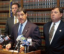 Castor at a press conference with Jim Gerlach and Joe Durante in 2007 Gerlach Supports Death Penalty for Cop Killers.jpg