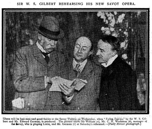 Gilbert, Workman and German at a rehearsal of Fallen Fairies