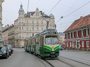 Triebwagen 503 als Linie 3 beim Dietrichsteinplatz