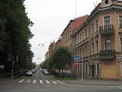 Uitzicht op de straat vanaf de Griekse Avenue