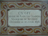 Grignan - collégiale - plaque Mme de Sévigné.jpg