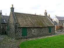 An 18th century heckling shop once used to prepare flax fibers. North Ayrshire, Scotland. Heckling Shop Irvine.JPG