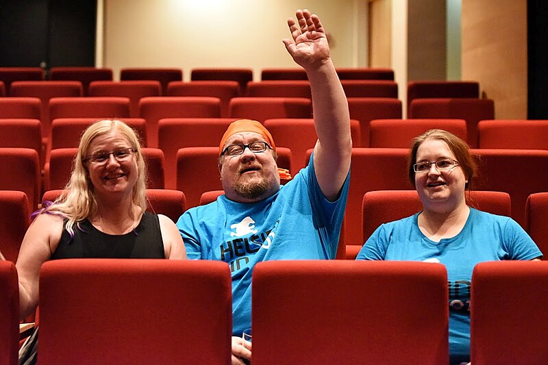 File:Helsinki 2017 Crystal Huff, Jukka Halme and Saija Aro at Archipelacon.JPG