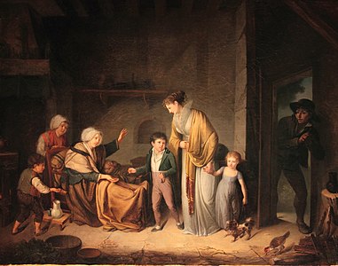 Henri-Nicolas Van Gorp (1756-1819) - La Leçon de bienfaisance, 1806, (Saint-Omer, musée de l'Hôtel Sandelin, dépôt du musée du Louvre)