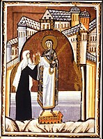 Abbess Hitda presents the Hitda Codex to Saint Walpurga, c. 1020