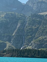 Ipasha Falls which flow into Margaret Lake from Chaney Glacier