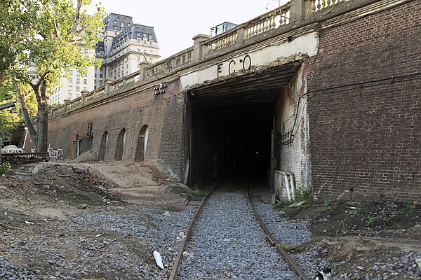 Entrance to the tunnel in Puerto Madero which extends to Once station