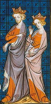 14th-century depiction of Henry II of England and his wife Eleanor of Aquitaine Jindra Eleonora.jpg