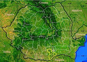 Harta României cu județul Giurgiu indicat