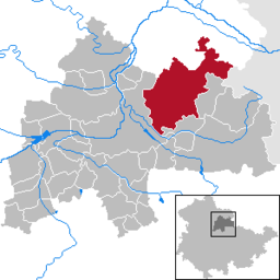 Läget för kommunen Kölleda i Landkreis Sömmerda