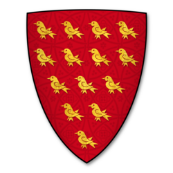 Coat of arms of William Touchet, Lord of Hainton, Gules, semee of marlets Or. K-050-Coat of Arms-TUCHET-William Tuchet ("Thouchez").png