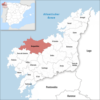 Die Lage der Comarca Bergantiños in der Provinz A Coruña