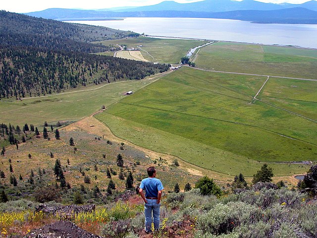 A panoramic view of Klamath County, Oregon, with Klamath Lake in the background