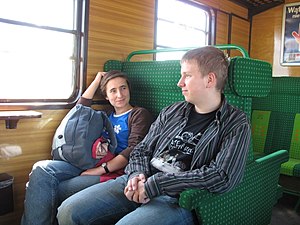 Konferencja Wikimedia 2007 - zagubieni w akcji - w pociągu.JPG