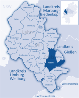 Läget för Wetzlar i Lahn-Dill-Kreis
