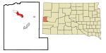 Lawrence County South Dakota Incorporated and Unincorporated areas Spearfish Highlighted.svg
