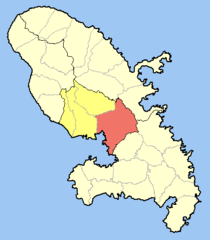 Location of the commune (in red) within Martinique