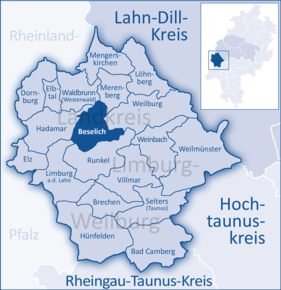 Poziția Beselich pe harta districtului Limburg-Weilburg
