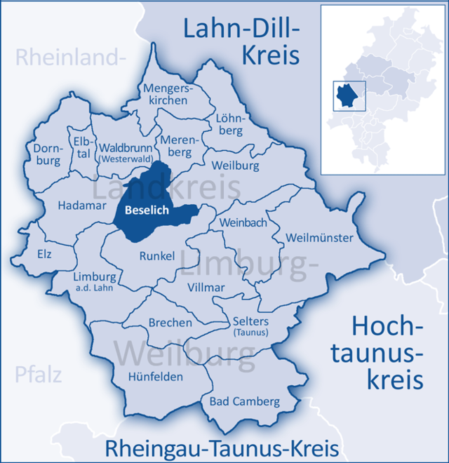 Poziția  Beselich pe harta districtului Limburg-Weilburg