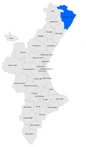 Localització del Baix Maestrat respecte del País Valencià.svg